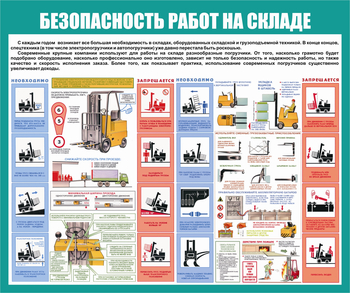 С67-2 Охрана труда при работе на складе. Погрузчики (1000х1200 мм, пластик ПВХ 3мм, Прямая печать на пластик) - Стенды - Охрана труда на складе - Магазин охраны труда ot-magazin.ru